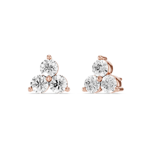 Fashion Stud <b>Earrings</b> Minimalist Round Lab Grown Diamond Stud <b>Earrings</b> 14K 18K Solid Gold Three Stone Diamond Cluster <b>Earrings</b> - Product Image 4