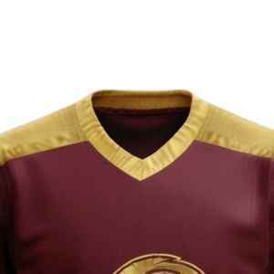 Camiseta Deportiva de Hockey sobre Hielo Sublimada en Color Marrón Dorado para Hombre, Cuello en V, Manga Larga, de Poliéster, para Entrenamiento y Partidos - Product Image 3