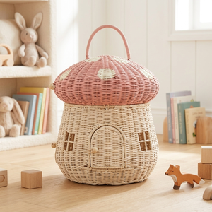 Handwoven Rattan Mushroom Storage Basket for Kids | Made in Vietnam | Factory Wholesale | Custom OEM & ODM - Product Image 1