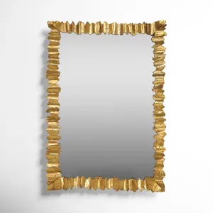 Art Deco Gold Plated <b>Rectangle</b> <b>Wall</b> <b>Mirror</b> Abstract Irregularity Design Home Decor Living Room Single-piece Package - Product Image 3