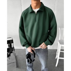 Premium Half Zip Pullover Men Polyester Cotton Oversized <b>Sweatshirt</b> Europe Casual Fashion Wear - Product Image 3
