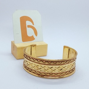 Gold Plated Brass & <b>Copper</b> Cuff Bracelet Geometric Pattern Ethnic Style Womens Party Trendy Jewelry - Product Image 1