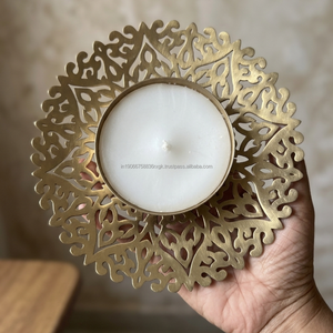 AG Elements Soporte para velas de latón decorativo con diseño floral cortado a láser, compatible con tiradores de gabinete, 18 cm, para interior - Product Image 3