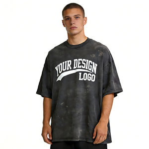 Camiseta de Hombre al por Mayor, de Alta Calidad, Corte Regular, 230g, Estilo Vintage Desgastado, Lavado Ácido, Estampado, para Hombre - Product Image 1