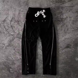 <b>Men's</b> Black Sweatpants With <b>White</b> Side Stripe Print Elastic Waist Drawstring Street Style Knitted Polyester <b>Pants</b> - Product Image 5