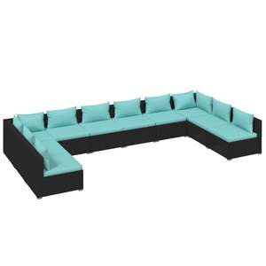 Conjunto Modular Grande de Muebles de Jardín de Ratán Sintético Negro - Product Image 2