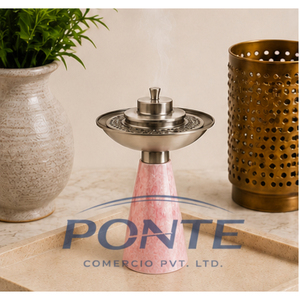 Quemador de Incienso Moderno de Resina de Mármol Rosa, Elegante Mabkhara Árabe de Metal Plateado para Oud e Incienso, Decoración Premium para el Hogar - Product Image 2