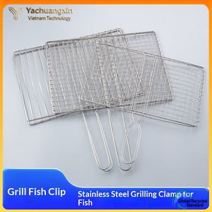 Pinza de malla de acero inoxidable para pescado y carne asados, ideal para barbacoa y verduras. - Product Image 2