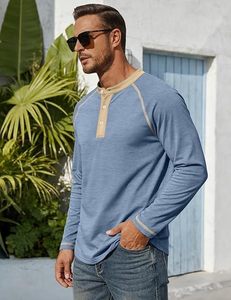 Men's Henley Short Sleeve Shirt Moisture Wicking Lightweight 100% Cotton Front Logo Casual Summer Basic Tee - Product Image 5