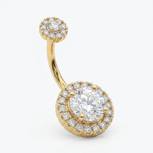 Joyas para piercing de ombligo de oro de 10k, anillo de ombligo con halo y detalles de diamantes, adorno para ombligo para mujer - Product Image 2