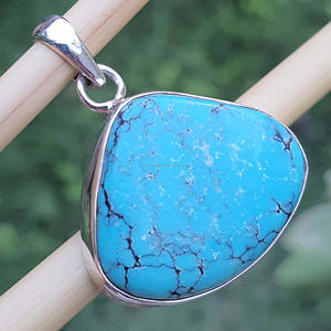 Colgantes finos de turquesa tibetana azul, diseño de gota de agua grande, joyería de plata de ley 925 hecha a mano, de confianza de alta calidad - Product Image 4