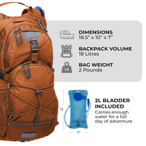 Mochila de Viaje de Nailon Naranja, 30-40L, Gran Capacidad, Ligera, Unisex, para Actividades al Aire Libre, con Correas de Hombro Ajustables y Bolsillos con Cremallera - Product Image 2