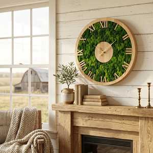 Green Haven Wood Slice <b>Clock</b> Mossy Timber Artisan Wall <b>Clock</b> Rustic Woodland Moss Decor <b>Clock</b> Enchanted Forest Wood Wild <b>Clock</b> - Product Image 6