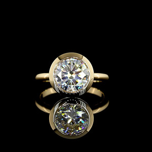 Anillo de Compromiso Solitario con Diamante Cultivado en Laboratorio, Certificado IGI, Engaste en Bisel, para Aniversario o Boda, Oro 10K, 14K, 18K, Plata 925 - Product Image 1