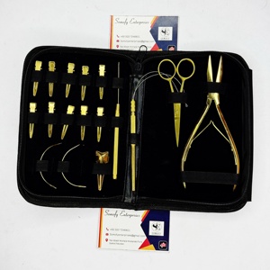 Kit d'extension de trame d'outils de crochet de boucle de traction de perles de plasma d'or durables outils et accessoires de pinces à cheveux de qualité supérieure - Product Image 1