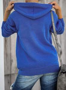 Sudadera con capucha de alta calidad azul real para mujer, diseño personalizado, forro polar transpirable y ecológico, manga larga, venta al por mayor, otoño - Product Image 6