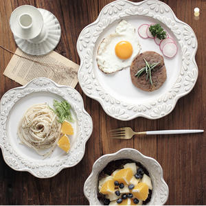 Ensemble de vaisselle vintage avec marguerite en relief à double oreille pour soupe, bol de riz, salade, assiette de fruits, ensemble de vaisselle - Product Image 2