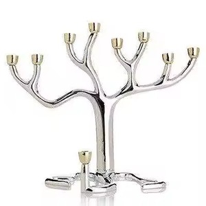 Élégant Chandelier en Métal à 8 Bras pour Bougies Menorah, Décoration de Table Intérieure Stylée - Product Image 1