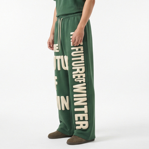 Pantalones de chándal holgados de forro polar premium con estampado, cálidos para invierno, informales, de pierna ancha, al por mayor, estilo streetwear - Product Image 5