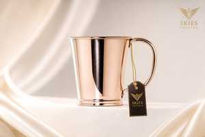 Mug à Moscow Mule en cuivre pur sur piédestal conique, avec poignée en laiton, surface lisse, vente en gros, verre à cocktail et bière en métal - Product Image 2