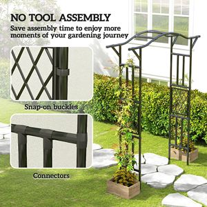 Arco da Giardino in Acciaio Rivestito in PE con Parte Superiore Estesa, Recinzione Nera e Cancelli - Product Image 6