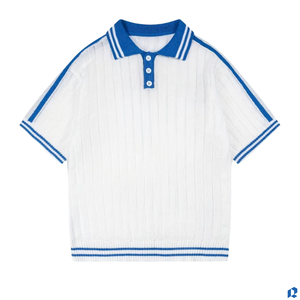 T-shirt en maille à manches courtes blanc pour homme, 240g, uni, doux, respirant, 100% coton, décontracté, pour le golf, personnalisable OEM/ODM - Product Image 1