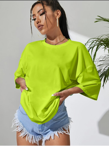Regular Neck T-Shirt Solid Color Casual Summer Blouse Regular Fit <b>Machine</b> Washable Breathable Eco-Friendly 100% Cotton - Product Image 2