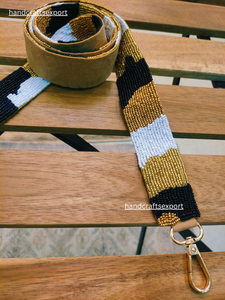 Sangle de sac à main perlée faite à la main de luxe - Sangle d'épaule noire, or et blanche pour sacs à main, accessoire de mode personnalisé, sûre et légère - Product Image 3