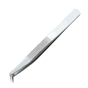 Pince à épiler Volume pince à épiler en acier inoxydable pince à épiler argentée de type L pince à épiler extension de cils Logo personnalisé - Product Image 1