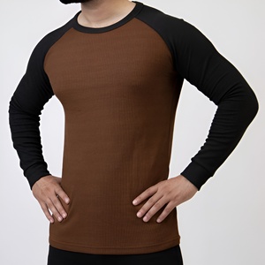 Men's <b>Waffle</b> Knit Long Sleeve T <b>Shirt</b> Two Tone Raglan Sleeve Casual Breathable Stretch Thermal Style Lightweight Activewear Tee - Product Image 3