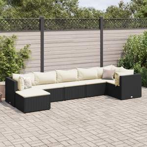 Ensemble de salon de jardin noir avec coussins blanc crème pour la détente en plein air - Product Image 1