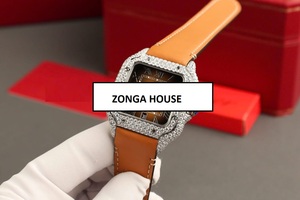 Reloj Unisex de Lujo con Correa de Cuero y Cristal, Esfera Cuadrada de Acero Inoxidable de 41 mm, Analógico, con Diamantes Moissanite Vvs1 - Product Image 5