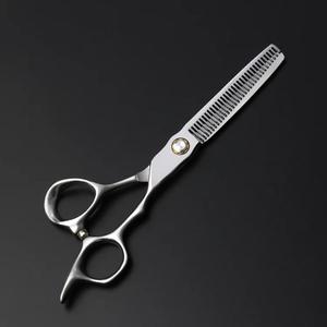 Juego de Tijeras de Entresacar de Acero Inoxidable 440C con Hoja de 28 Dientes, Mango Mediano, Punta Afilada, para Diestros, Herramientas de Peluquería - Product Image 3
