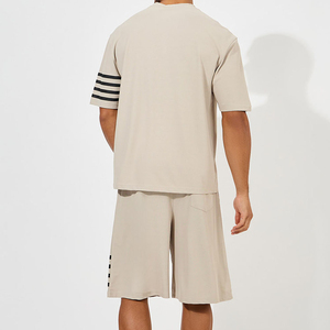 Ensemble T-shirt et short pour homme de haute qualité, couleur unie, 2 pièces, mode estivale, T-shirts à manches courtes surdimensionnés avec logo personnalisé - Product Image 2