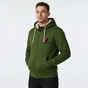 Sudadera con capucha para hombre, de algodón grueso, corte regular, informal, cortavientos, ecológica, con cremallera completa, personalizable - Product Image 2