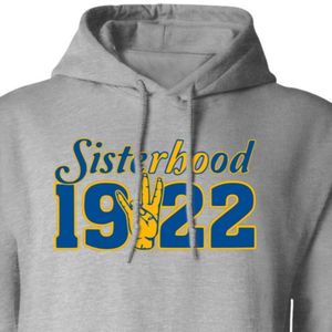 Sudadera con Capucha Estampada con Letras Griegas Sigma Gamma Rho Grises para Mujer, Sudadera con Capucha de Sororidad, Ropa Universitaria Informal Personalizada - Product Image 6