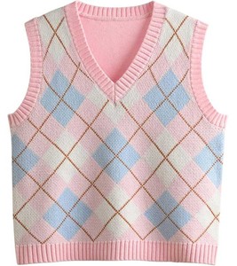 เสื้อสเวตเตอร์แขนกุดคอวีน้ำหนักเบาระบายอากาศได้ดี เสื้อสเวตเตอร์ถักลายทางแบบวาร์ซิตี้สำหรับผู้ชายที่ซักด้วยเครื่องได้เพื่อความสบายตลอดวัน - Product Image 1