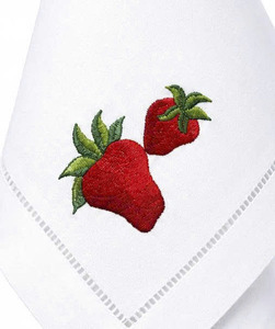 Serviette de table en tissu blanc avec ourlet brodé en forme de fraise, réutilisable, en coton, pour restaurant et maison - Product Image 5