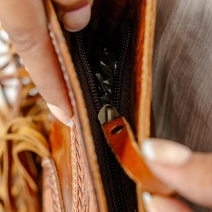 Handmade mùa hè phương tây da bò da Crossbody Tote <span class=keywords><strong>Bag</strong></span> đối với phụ nữ thực xách tay giấu Carry Fringe PURSE với dụng cụ - Product Image 6