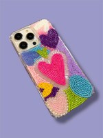 Dragonne de téléphone perlée personnalisée au design original, faite à la main avec perles de rocaille, compatible iPhone et Samsung, émail de poterie artisanal