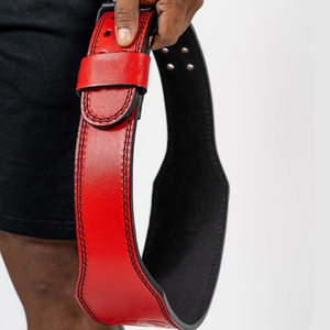 OEM Service Cowhide Adjustable Non-Slip Reversible Weightlifting <b>Belts</b> for Barbell Gym-Customizable Unisex Black & <b>Red</b> - Product Image 6