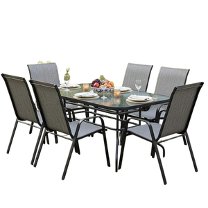 Ensemble de salle à manger pour patio, mobilier d'extérieur OEM/ODM, rotin, aluminium, bois, table et chaises de jardin, 4/6/8 places, tissu personnalisé - Product Image 4