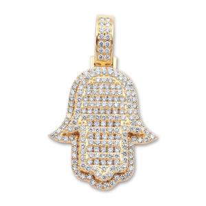 Colgante de Moissanita de Venta Caliente, Joyería con Diseño de Mano de Hamsa Adorable, Colgante con Incrustaciones de Diamantes de Color/Claro FG/VS, Oro de 14k, Joyería al por Mayor - Product Image 1