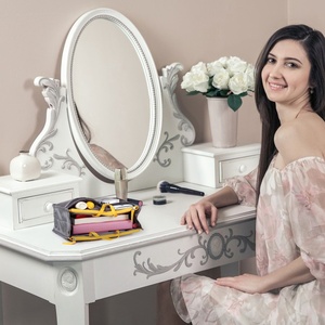 Organizer inserti da viaggio da donna borsa per il trucco borse da toilette con cinturino a mano comodo accessorio da donna - Product Image 1