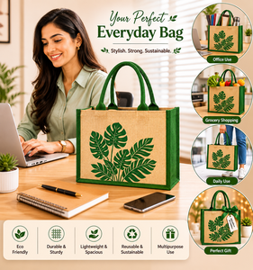 Custom Printed Laminated Jute Tote <b>Bag</b> Eco Friendly Reusable Shopping Gift <b>Bag</b> with <b>Long</b> Handles 35x30x15cm - Product Image 3