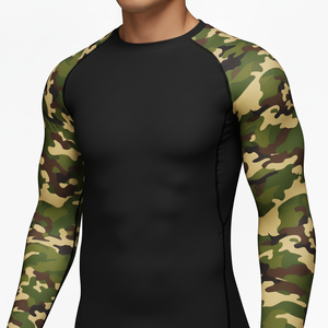 Men Custom Logo Quick Dry Long Sleeve Compression Shirts UV Sun Protection polyester Rash Guard for Diving Jiu Jitsu Training - Product Image 3