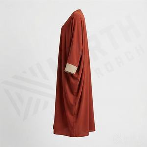 Nouvel ensemble Abaya et Hijab en tissu haut de gamme, robe de l'Aïd à manches chauve-souris longues, couleur personnalisable, mode modeste, qualité supérieure - Product Image 3