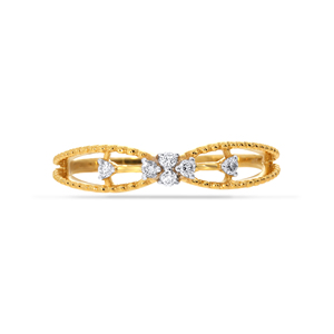 Bague en diamant pour femme, or jaune, coupe brillant ronde, motif floral lumineux, bijou de fiançailles classique - Product Image 2