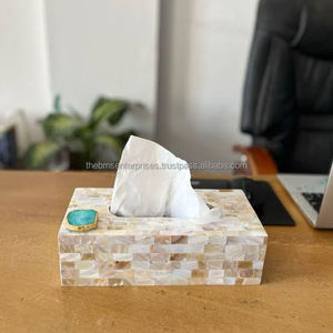 Caja de pañuelos decorativos con Incrustaciones de nácar para mesa de comedor, caja de pañuelos faciales de concha de mar hecha a mano para el hogar y el spa - Product Image 1