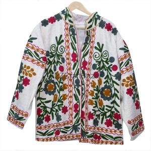 Chaqueta Bomber de Algodón Tejido Suzani TNT para Mujer, con Volantes Bordados, Diseño Floral Vintage, Ecológica, Transpirable, de Secado Rápido, para Primavera e Invierno - Product Image 6